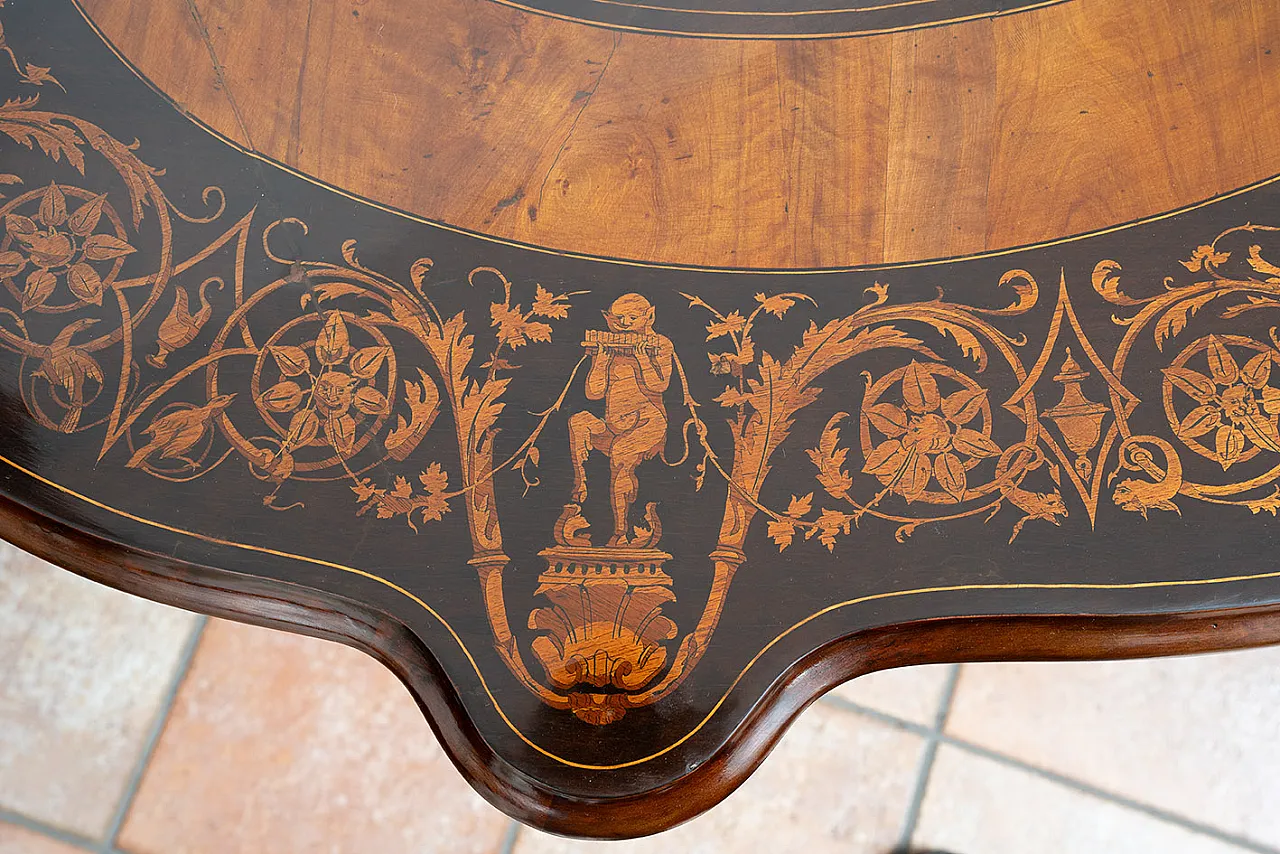 Freestanding coffee table in fine exotic woods, 19th century 5