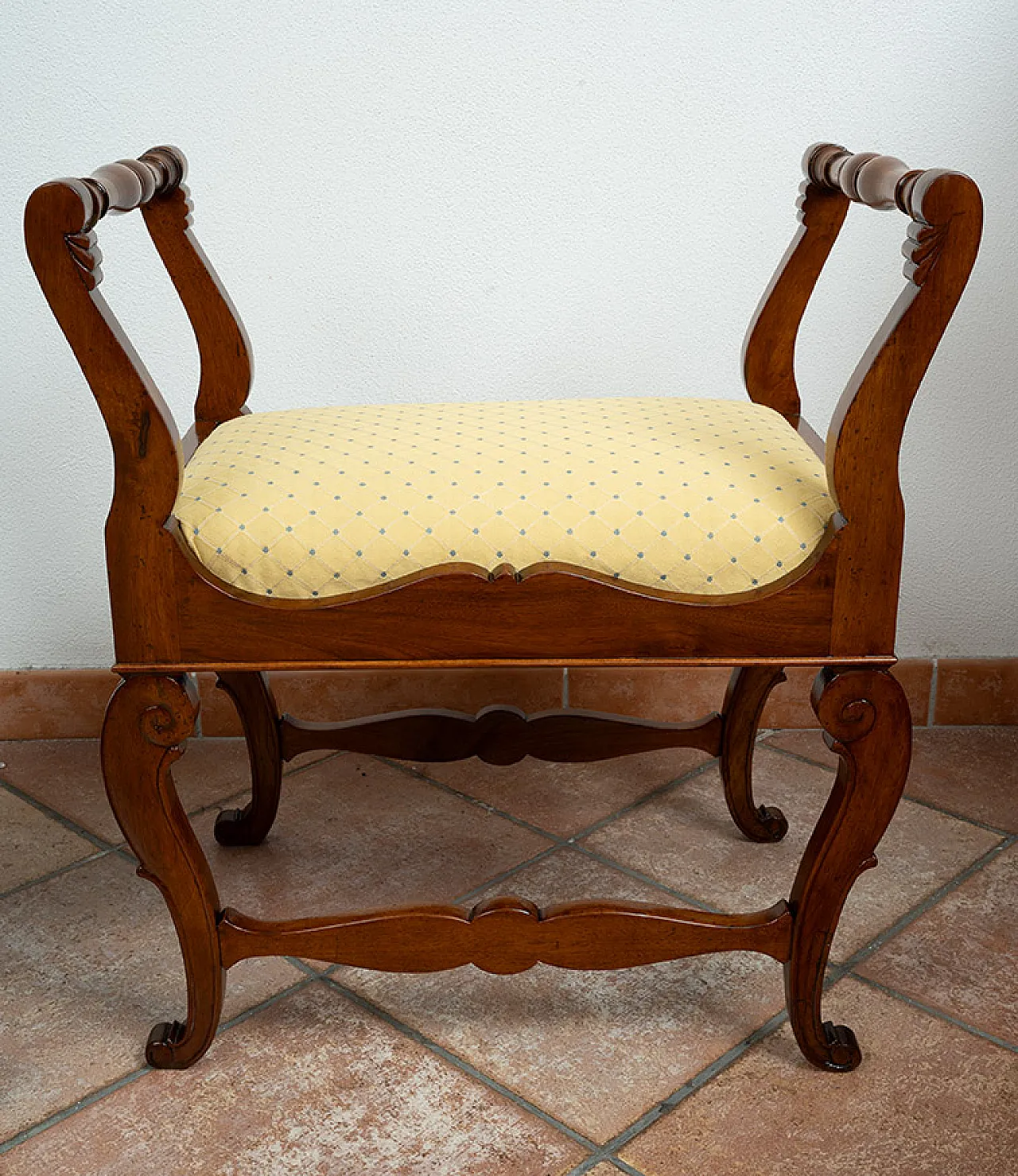 Pair of stools in solid walnut, 19th century 3