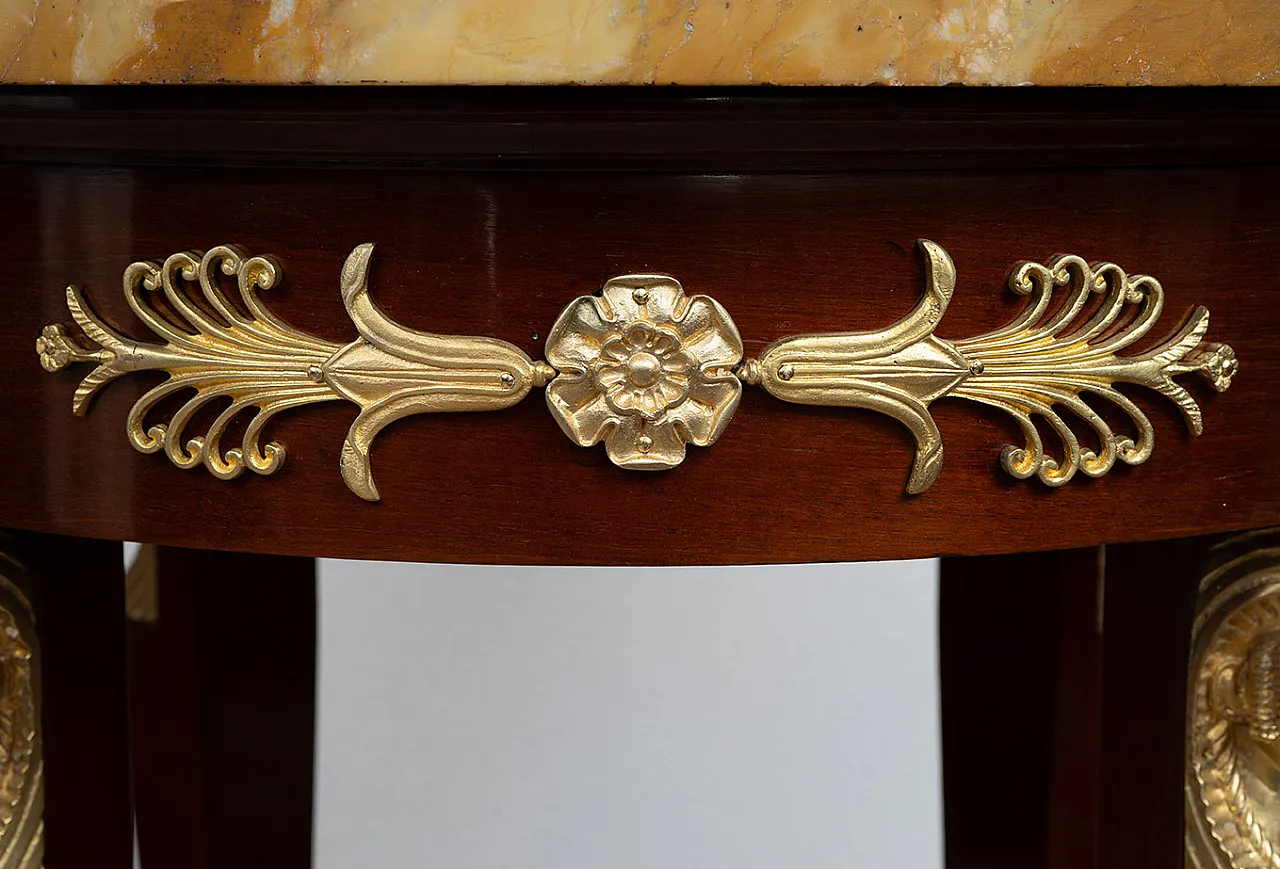 Coffee table in mahogany feather with marble top, 19th century 3