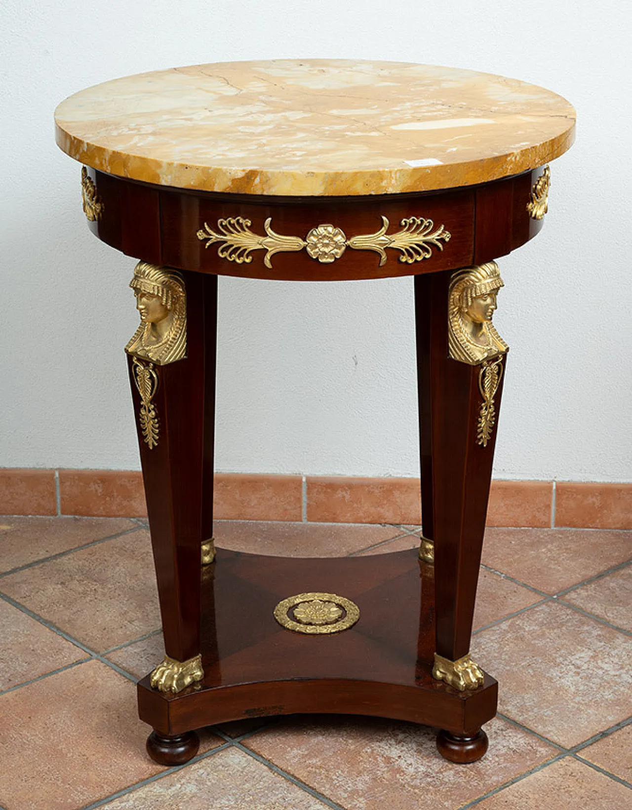 Coffee table in mahogany feather with marble top, 19th century 6