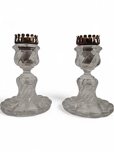Coppia candelieri in cristallo Baccarat, anni '70