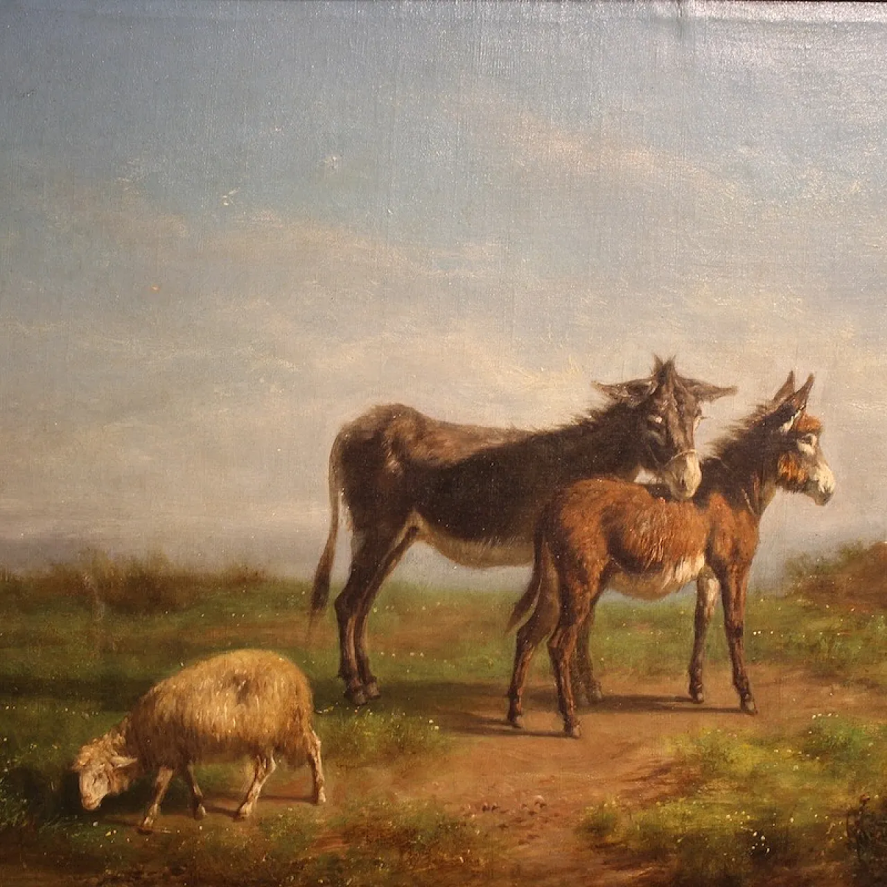Signed Italian bucolic landscape painting, 19th century 3