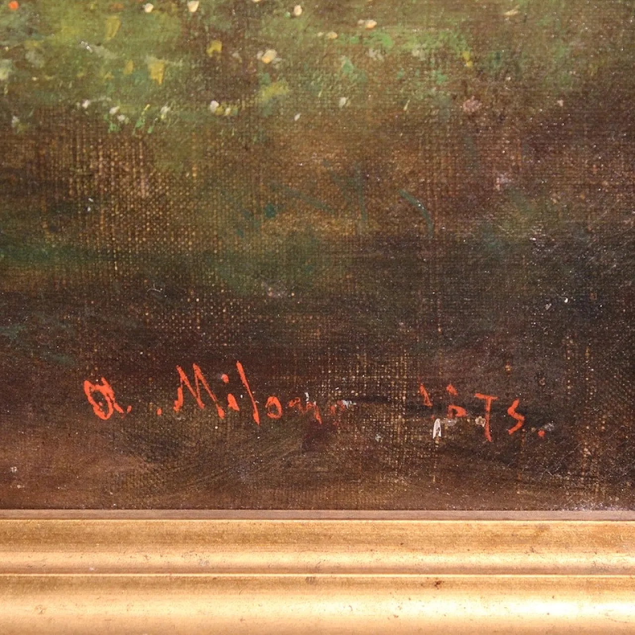 Signed Italian bucolic landscape painting, 19th century 4