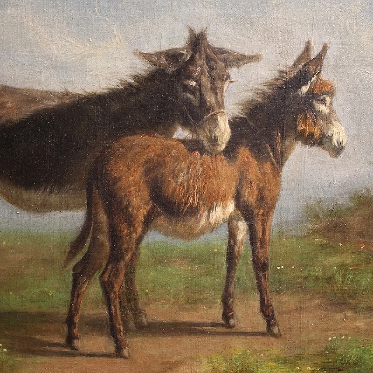 Signed Italian bucolic landscape painting, 19th century 8