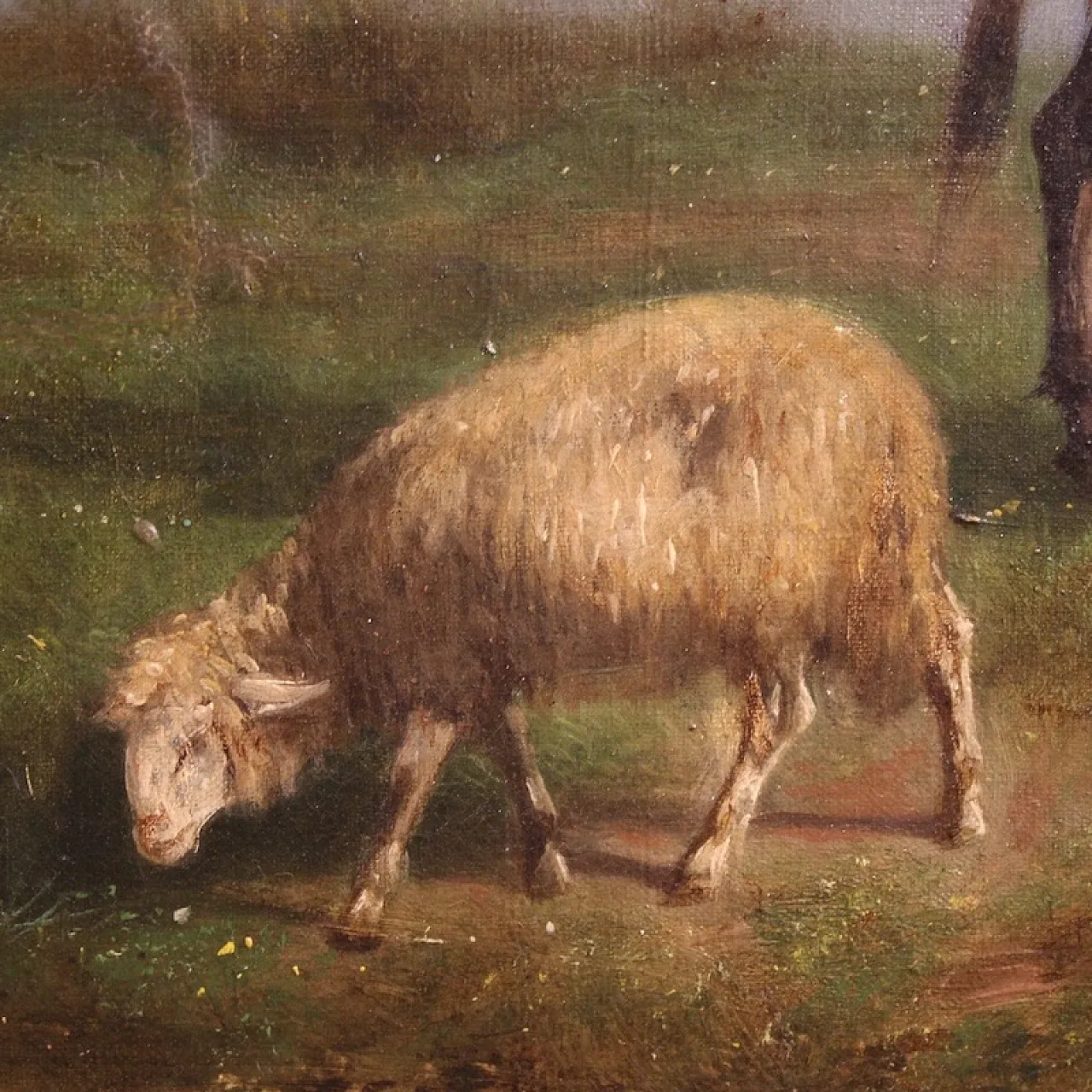 Signed Italian bucolic landscape painting, 19th century 13
