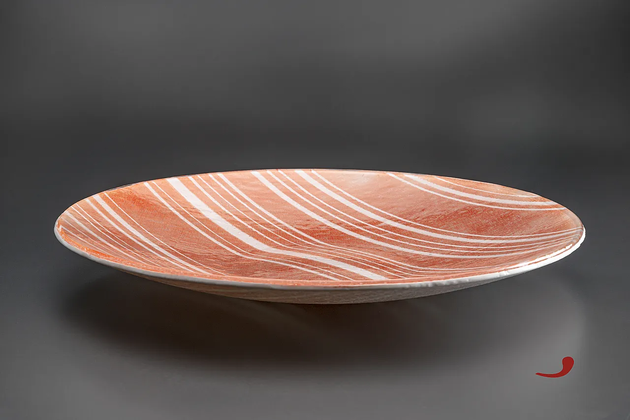 Red and White Glass Fusion Plate Italian Craftsmanship, 2000 1