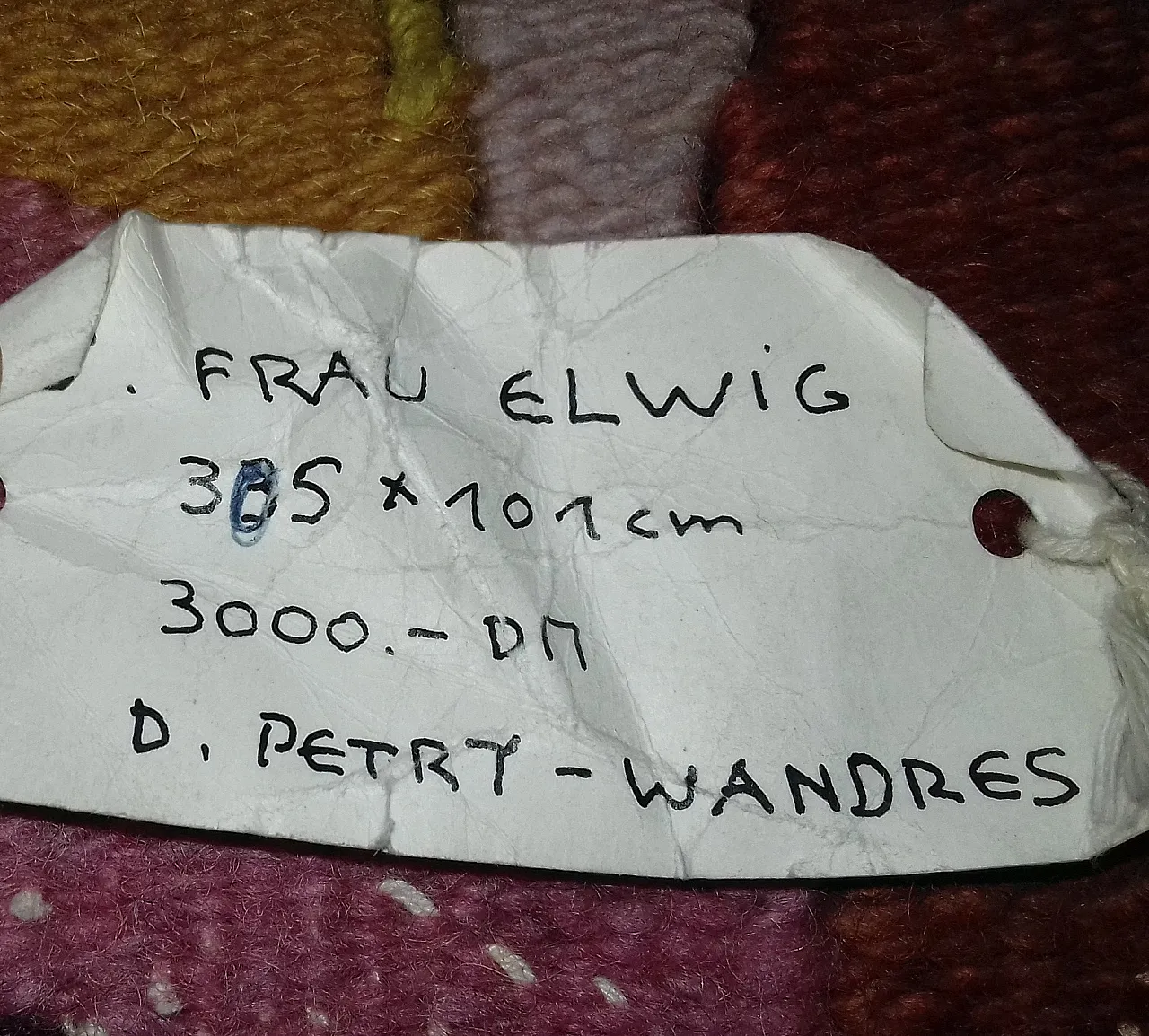 Arazzo figurativo Frau Elwig di D. Petry Wandres, anni ‘70 14