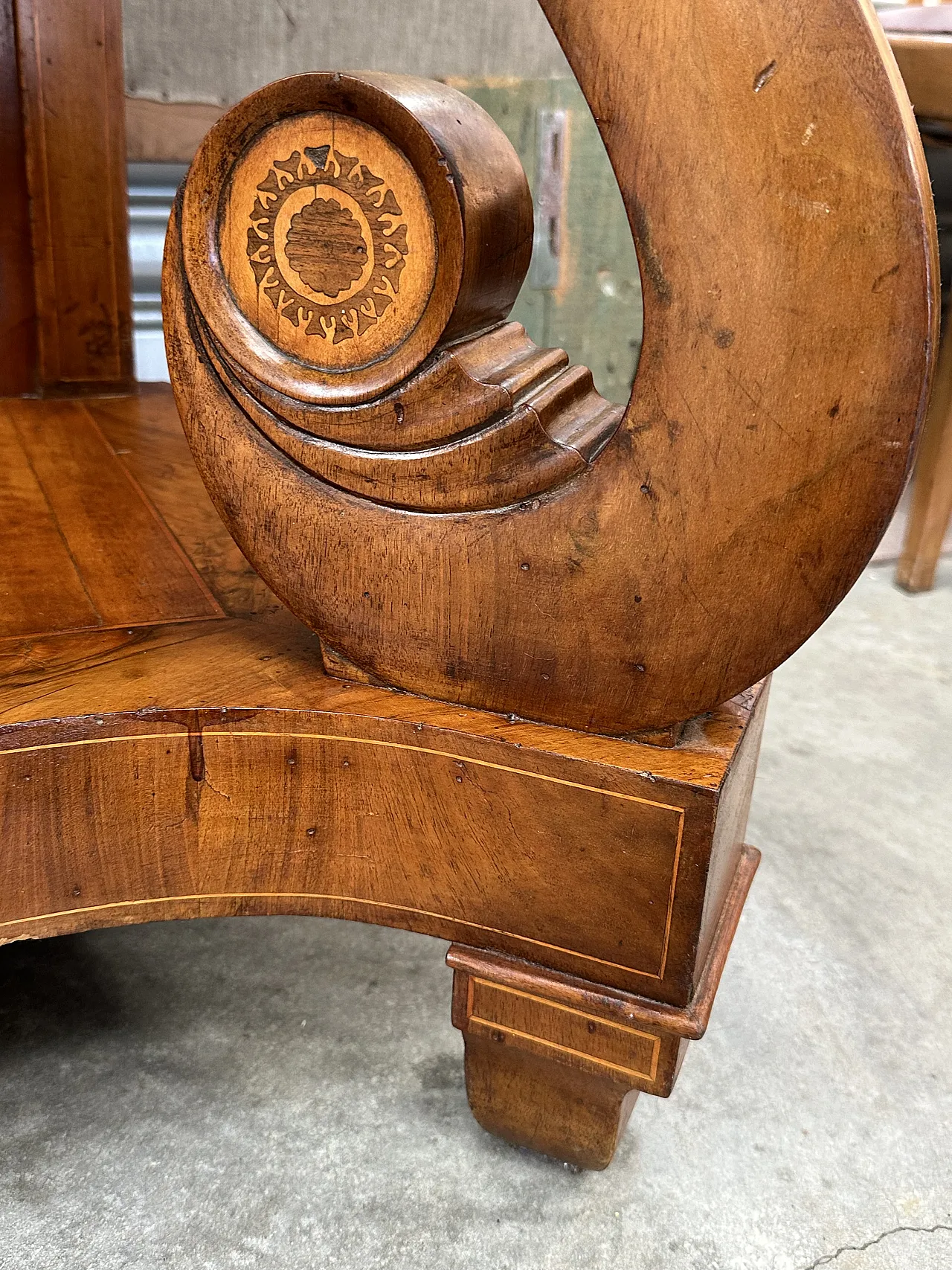 Carlo X console walnut, maple bronze inlays, Piedmont, early 19th c. 11