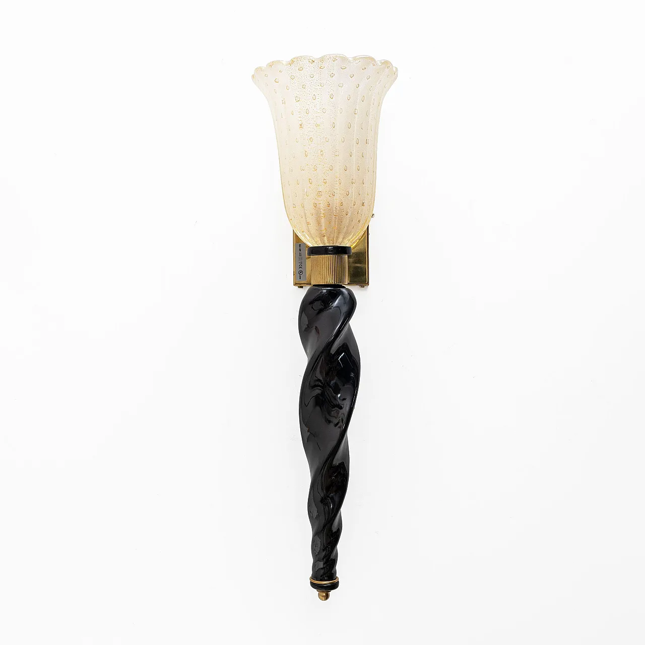 Pair of Murano glass wall sconces and brass, 20th century 2