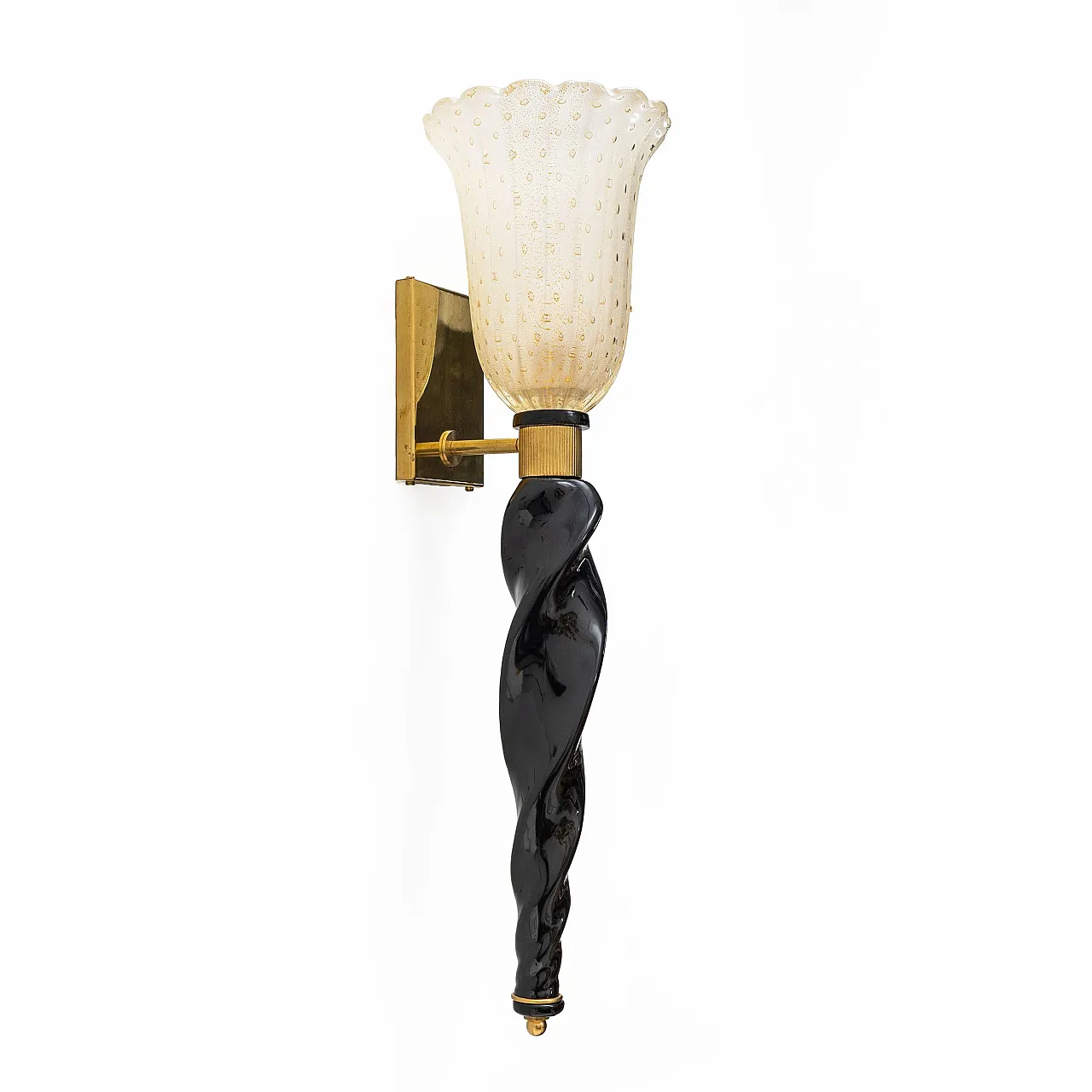 Pair of Murano glass wall sconces and brass, 20th century 4