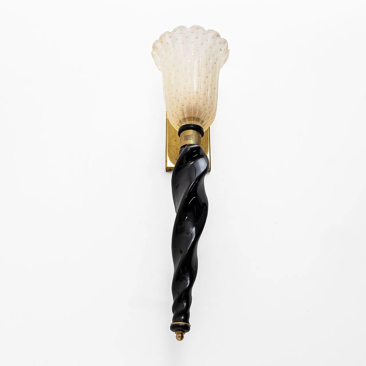 Pair of Murano glass wall sconces and brass, 20th century 5