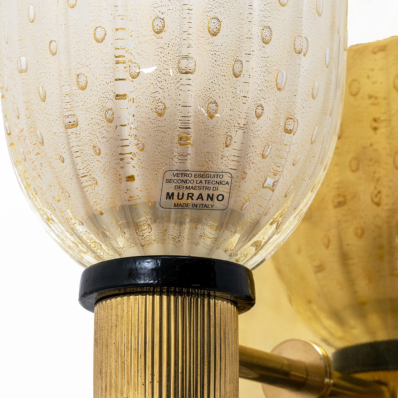 Pair of Murano glass wall sconces and brass, 20th century 6