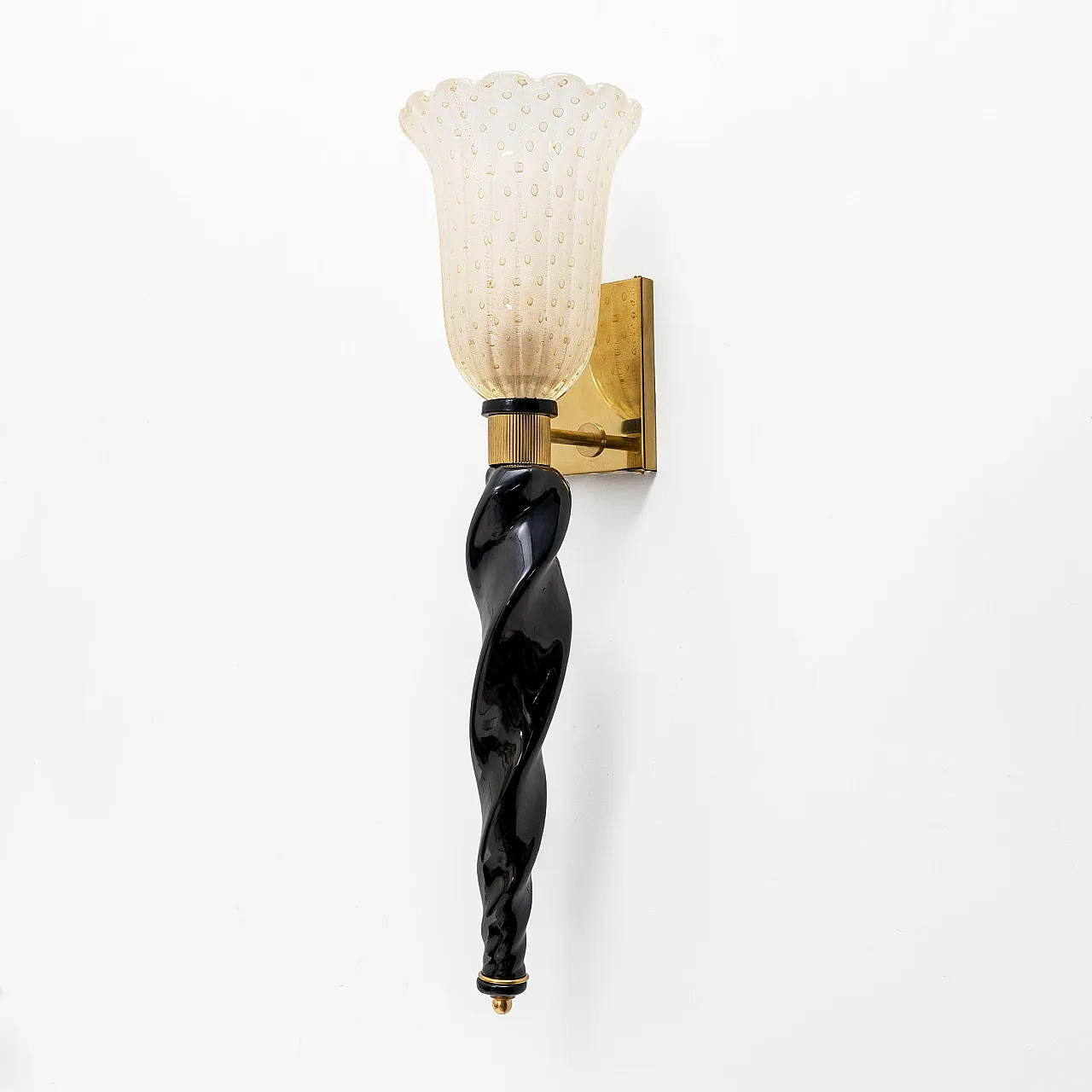 Pair of Murano glass wall sconces and brass, 20th century 7