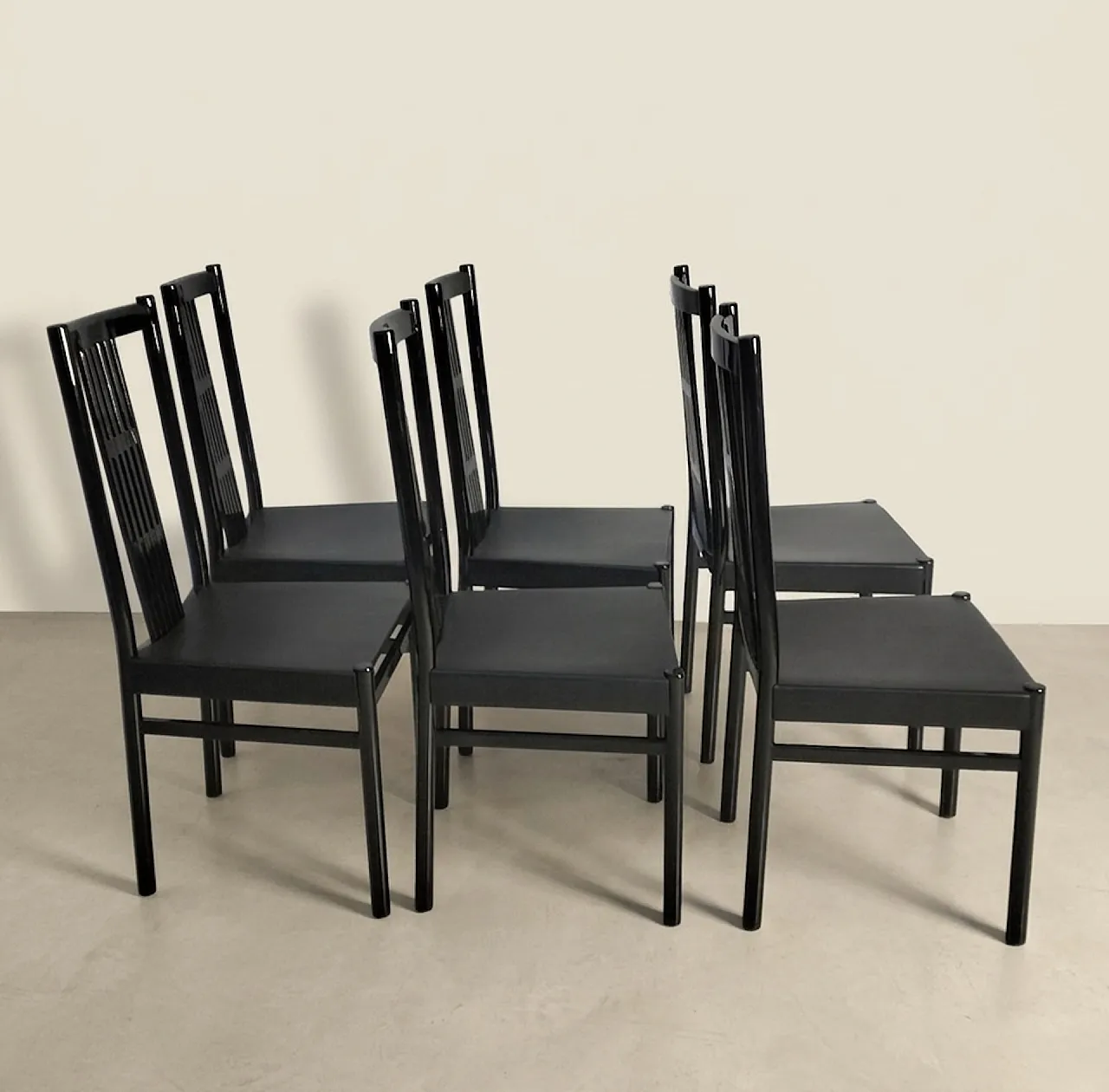 Set of 6 lacquered dining chairs, Italy 80s 3