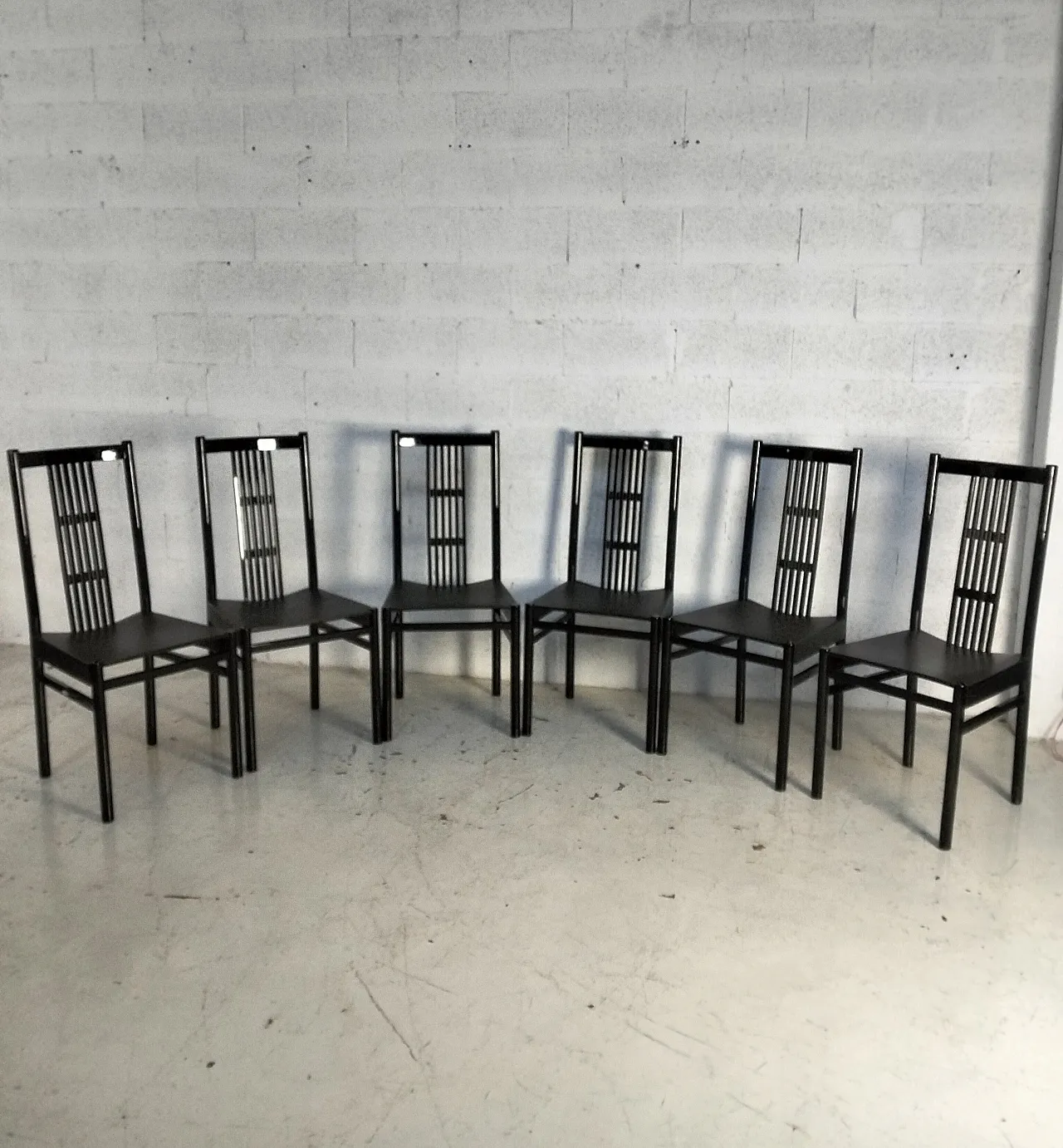 Set of 6 lacquered dining chairs, Italy 80s 4