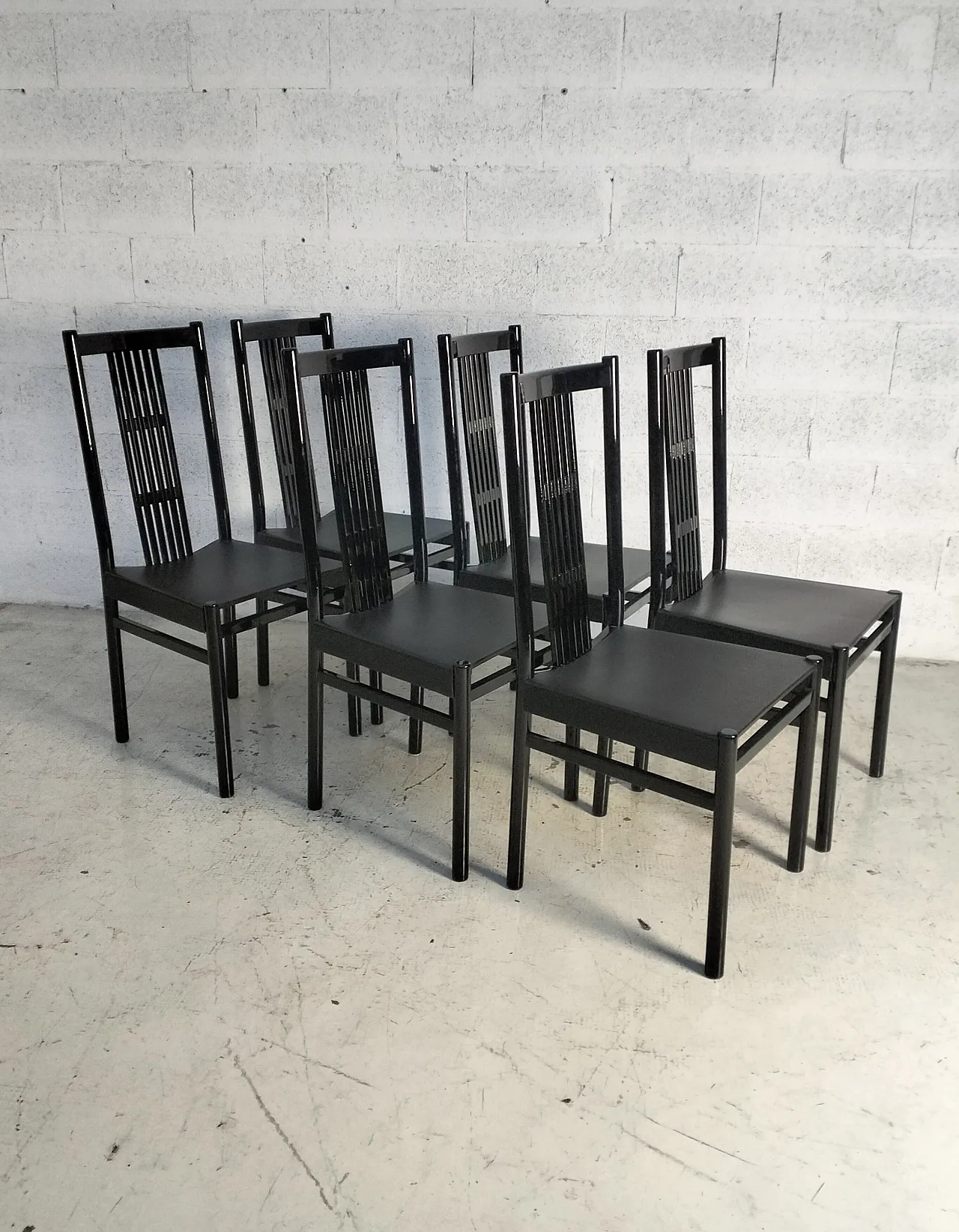 Set of 6 lacquered dining chairs, Italy 80s 8