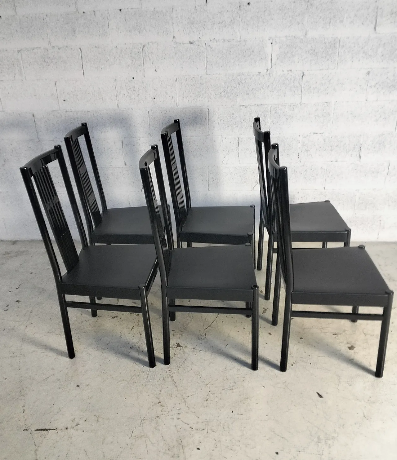 Set of 6 lacquered dining chairs, Italy 80s 11