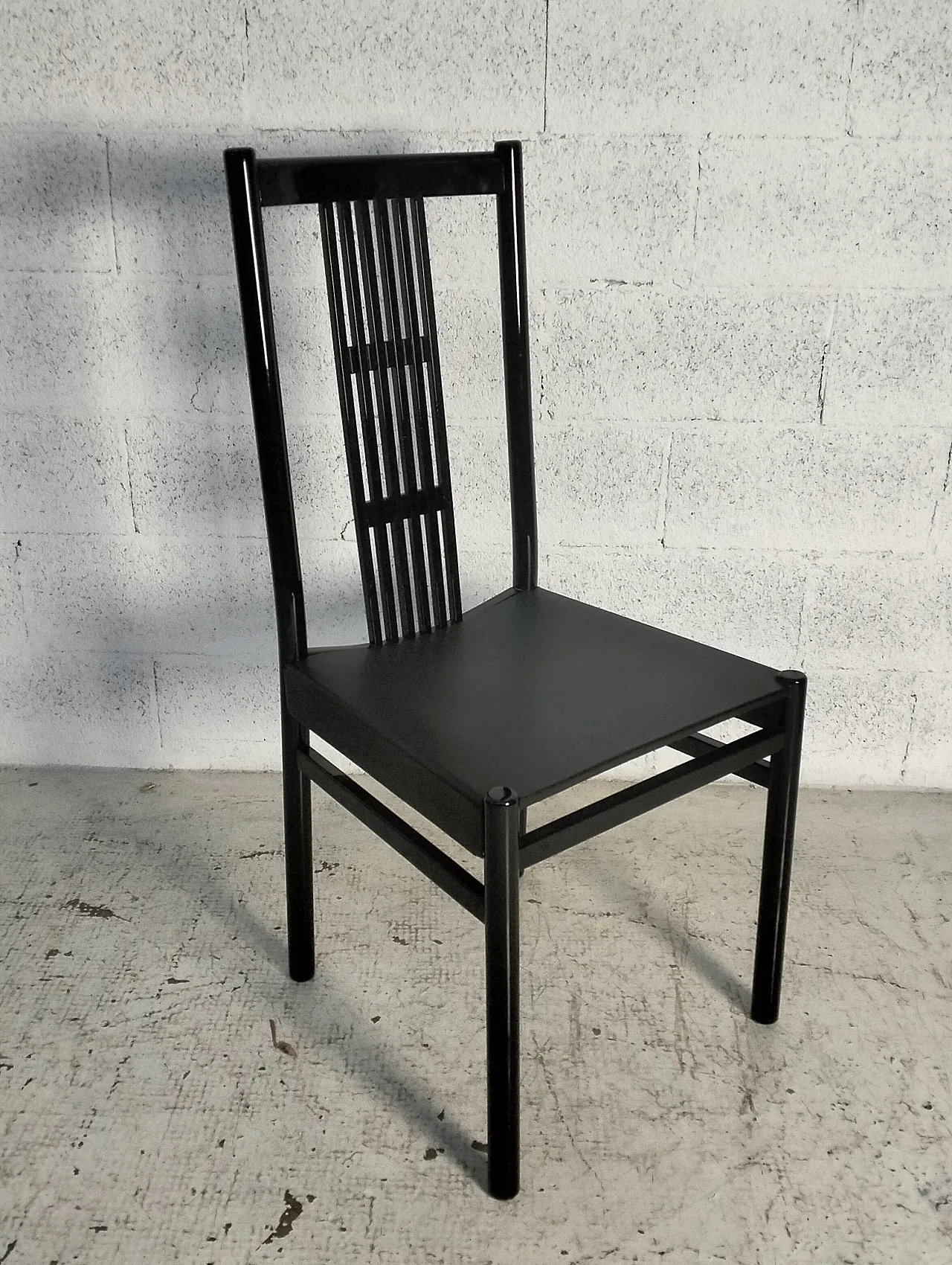 Set of 6 lacquered dining chairs, Italy 80s 12