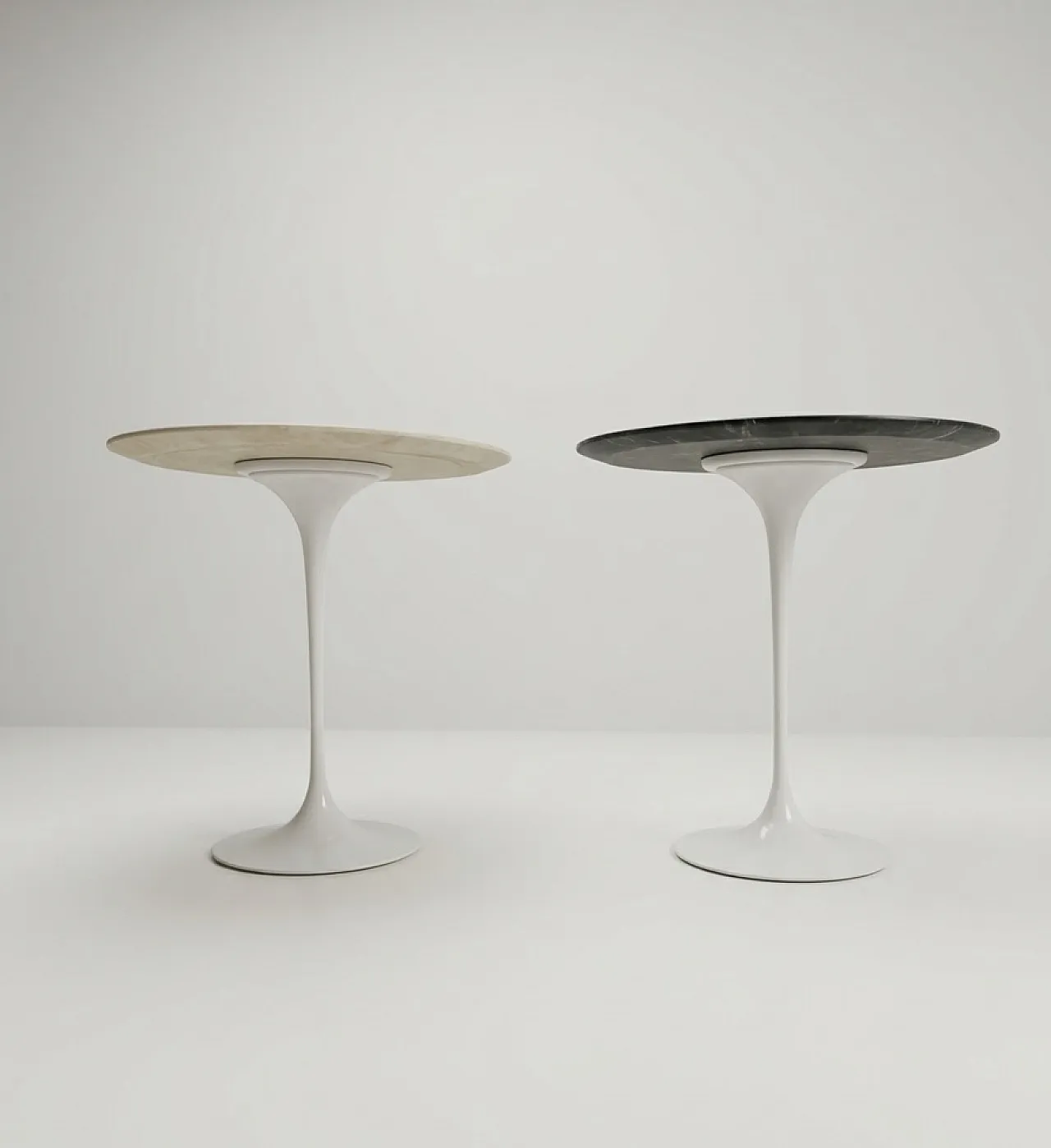 Pair of Tulip marble side tables by Eero Saarinen for Knoll, 70s 1