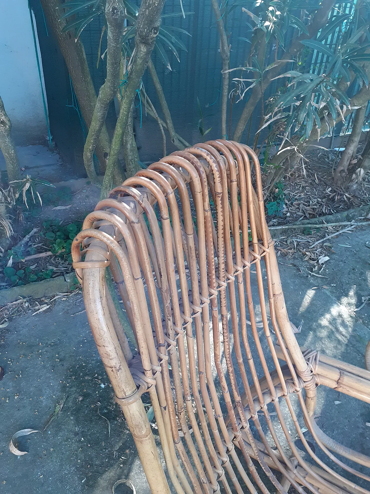 Pair of bamboo armchairs, 60s 3