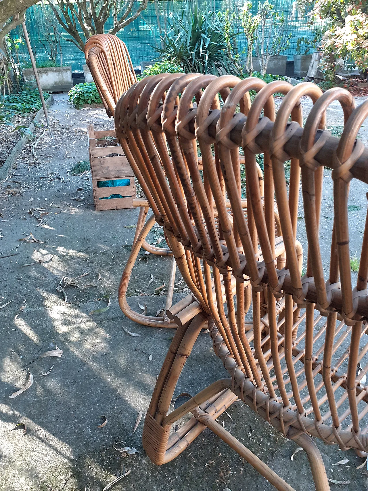 Pair of bamboo armchairs, 60s 7