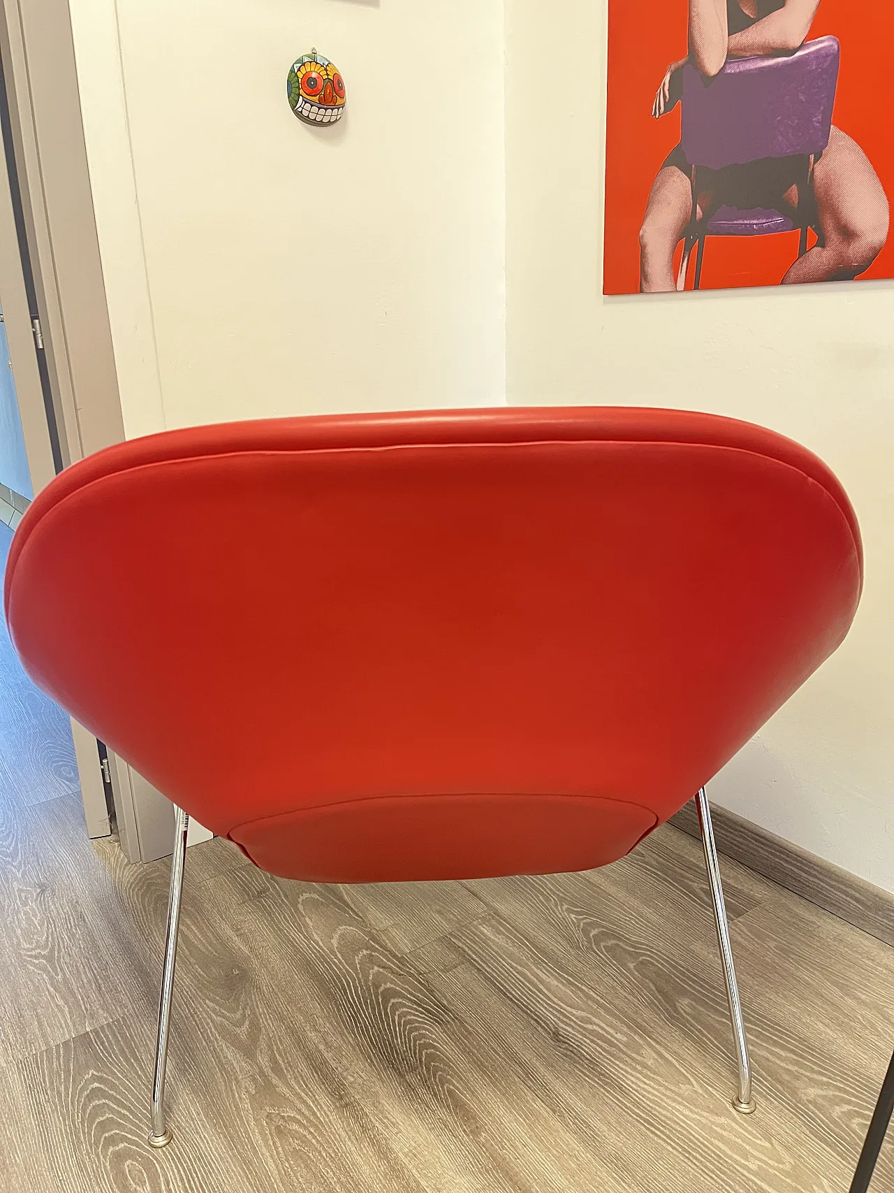 Womb Chair armchair by Eero Saarinen for Knoll red Leather, 2000s 2