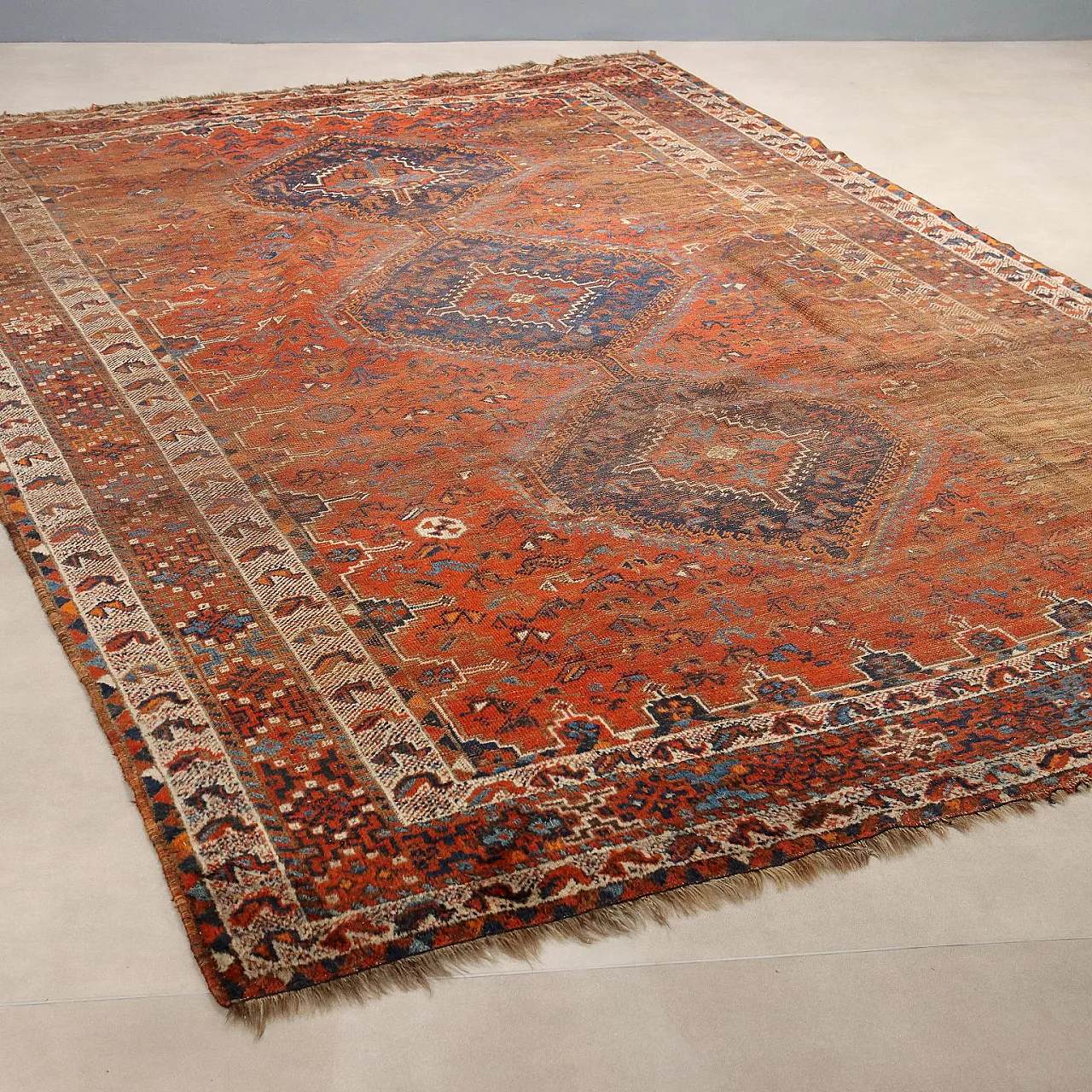 Shiraz wool rug, fine knot, handmade, 20th century 1