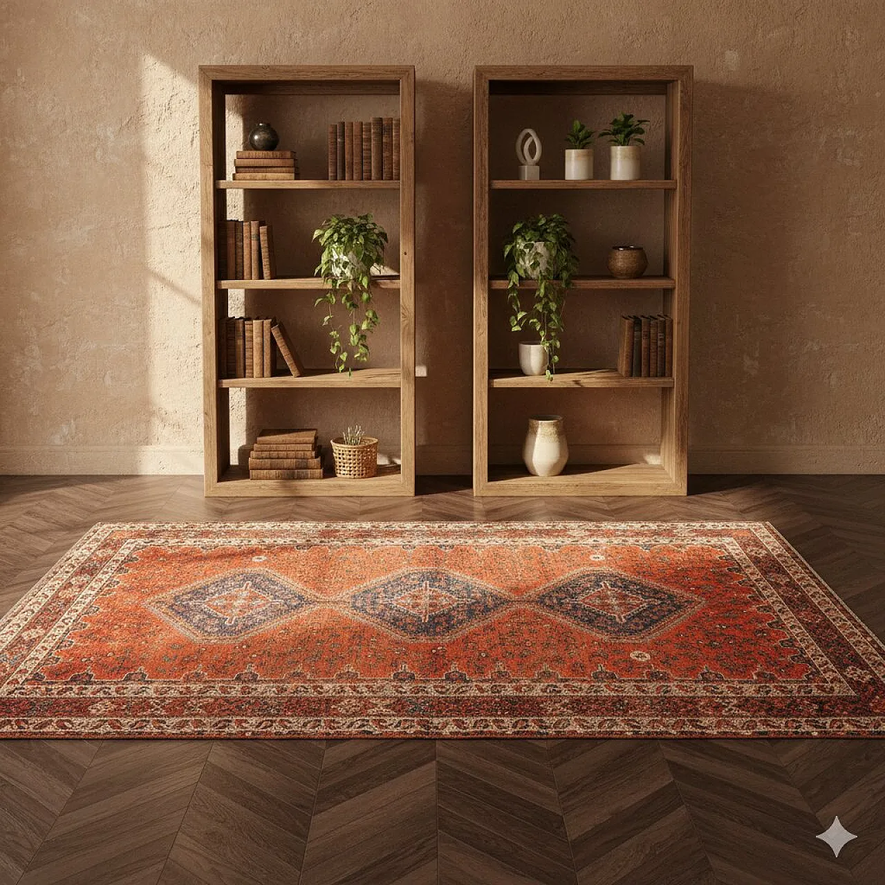 Shiraz wool rug, fine knot, handmade, 20th century 2