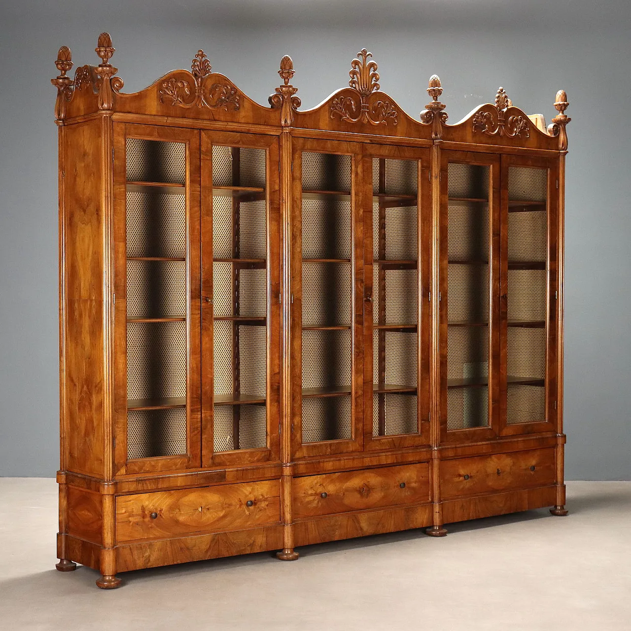 Walnut and glass bookcase, mid-19th century 1