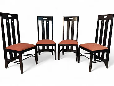 4 Sedie Ingram 834 by C.R.Mackintosh for Alivar nere in tex Ruggine