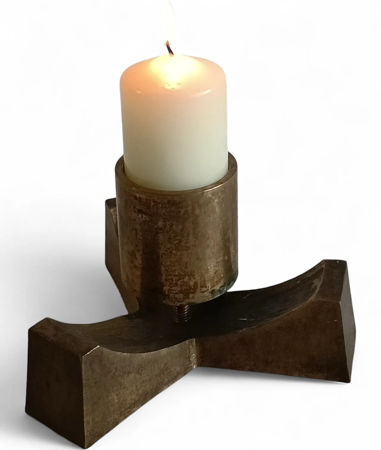 Portacandele in ottone massiccio, anni '60 21