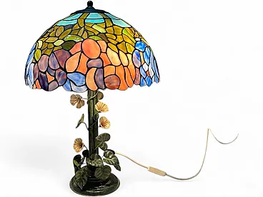 Tole Flower table lamp by Tiffany, 1960s