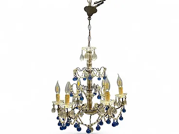 Vintage blue Murano glass chandelier, 1950s