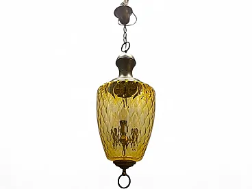 Vintage amber glass pendant lamp, 1960s
