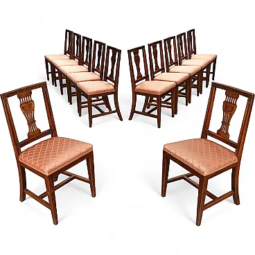 12 Sedie in legno di noce, primo '900