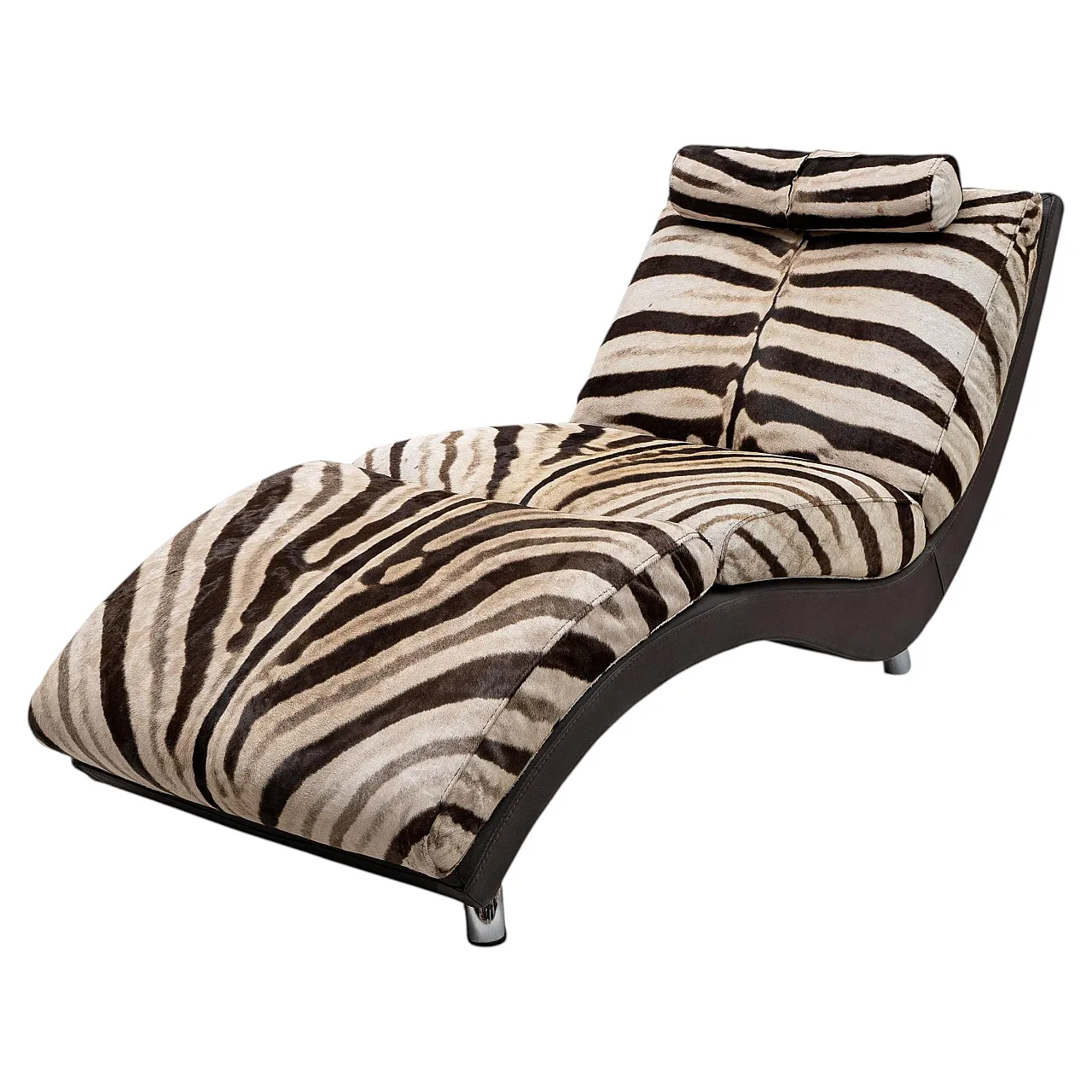 Chaise longue cowhide with sebra pattern, 1980s 1