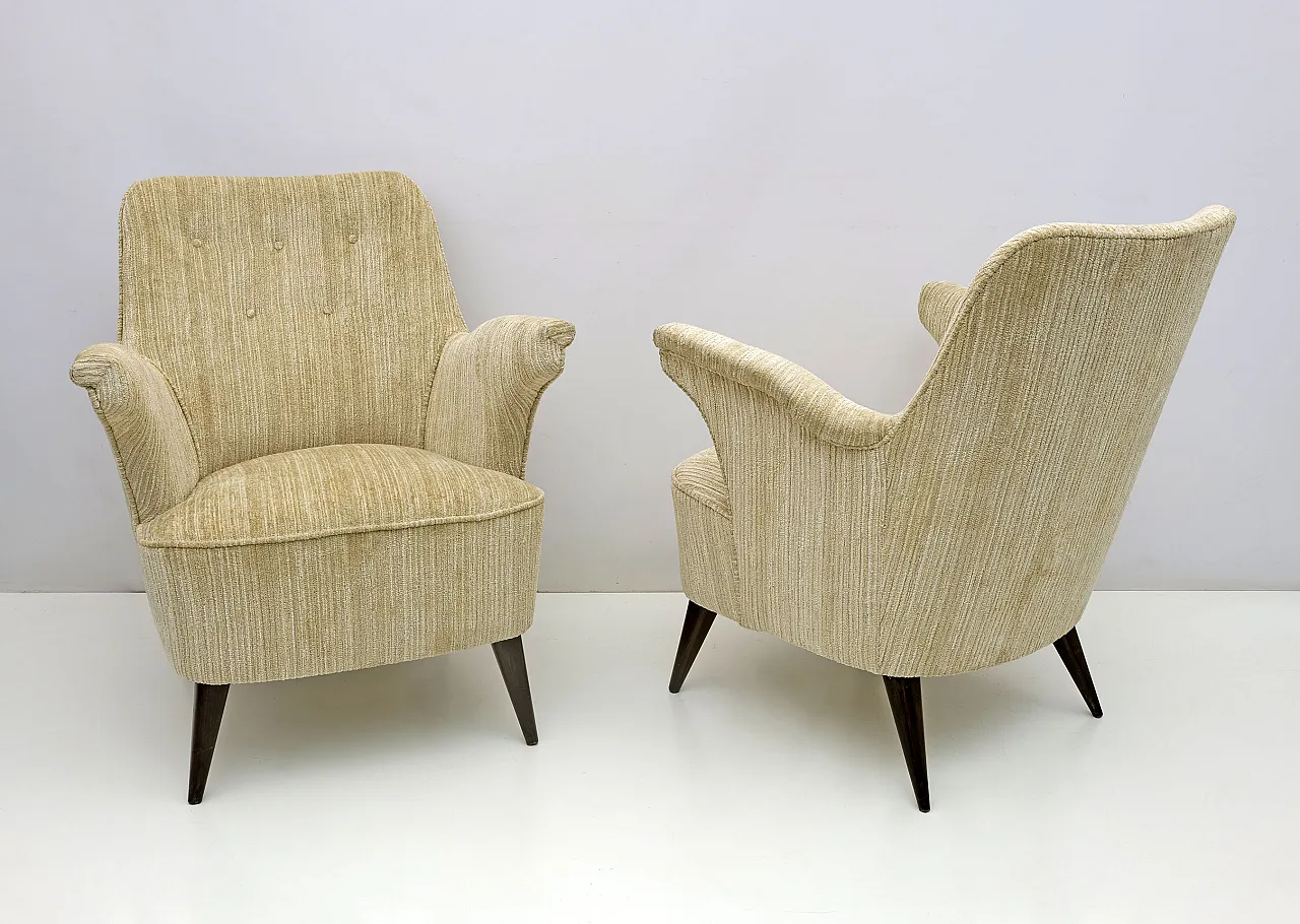 Armchair by Nino Zoncada by Cassina in chenille velvet, anni '50 1
