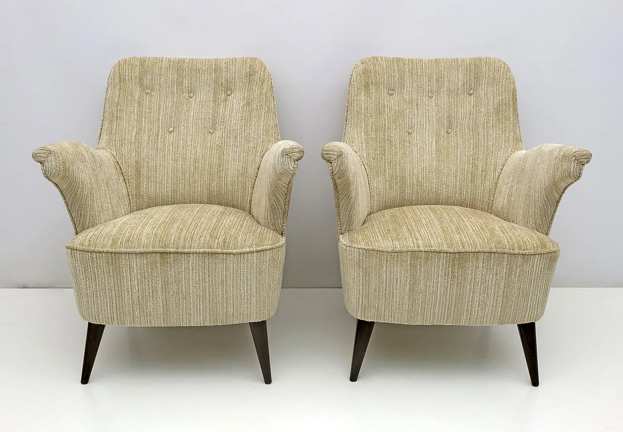 Armchair by Nino Zoncada by Cassina in chenille velvet, anni '50 4