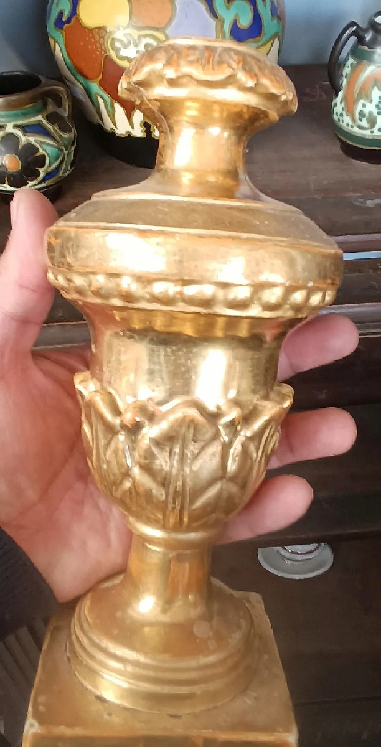 Coppia di candelieri con base a forma di palma, primo '800 8