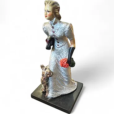 Ceramic figurine by Mollica, Woman with Fox Terrier, 1940s