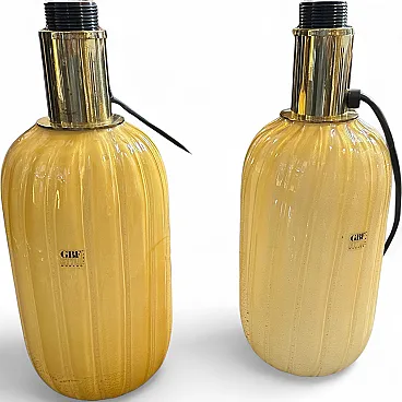 Pair of Murano glass table lamps by Signoretti Murano, 1980s