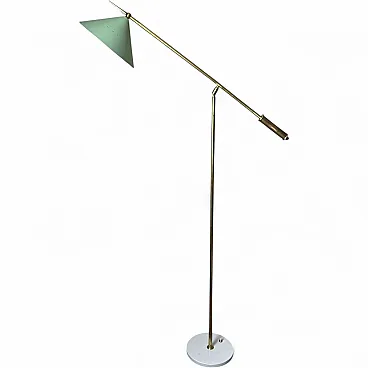 Lampada da terra regolabile in ottone con base in pietra, '900