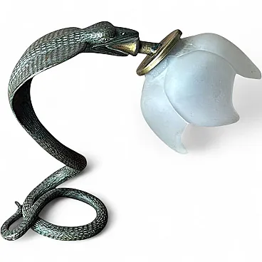 Art Deco table lamp in metal and frosted glass, 1930s