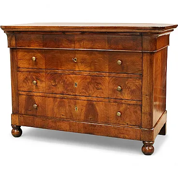 Louis Philippe chest of drawers Italian walnut,  19th century