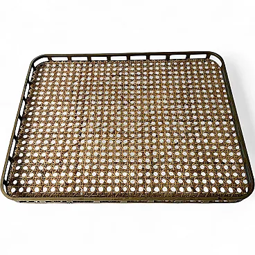 Christian Dior style lucite and Vienna straw tray, 20th century