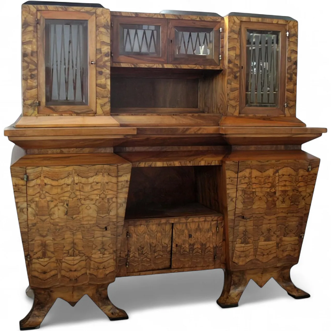 Art Deco sideboard in olive wood, Minister Bottai, 1930s 16