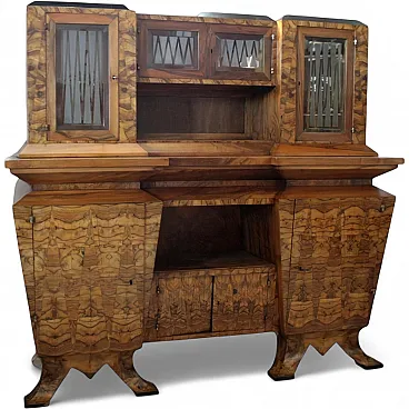 Art Deco sideboard in olive wood, Minister Bottai, 1930s