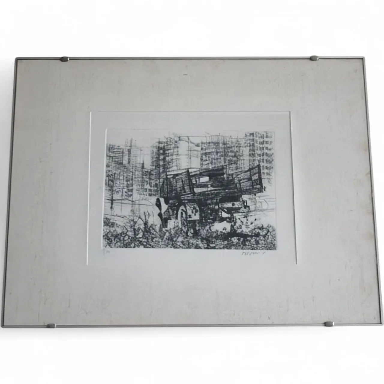 Camion in periferia acquaforte di Renzo Vespignani, metà '900 10