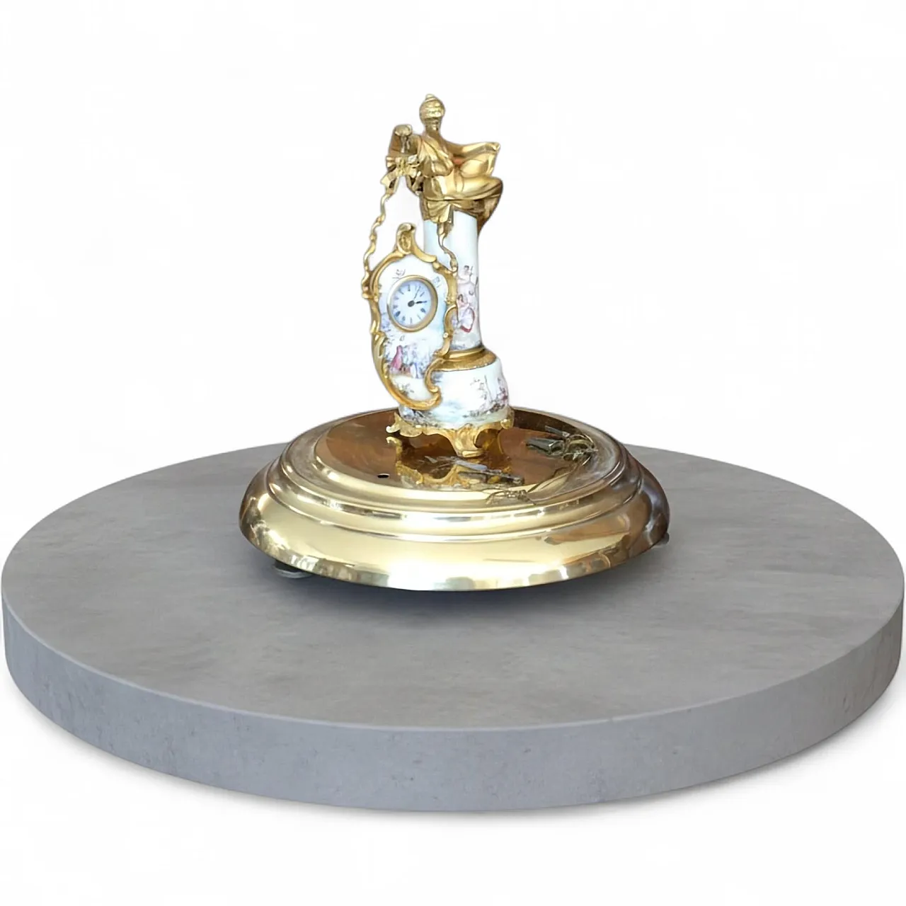 Art Deco bronze and enamel table clock, 19th century 19