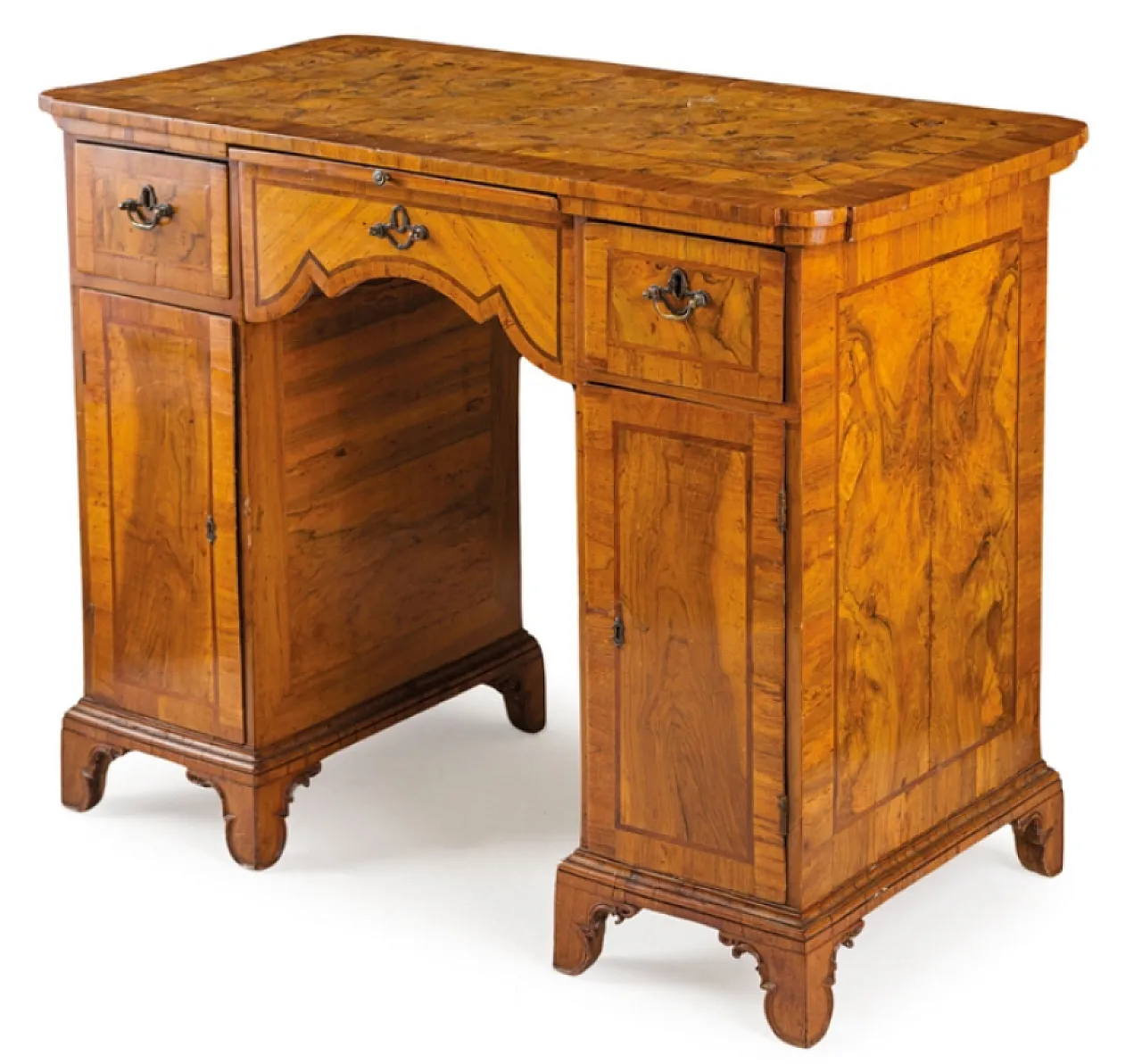 Louis XVI center desk in walnut root, Veneto, late 18th century 1
